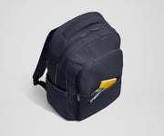 Front slip pocket with small notebook and charging cord