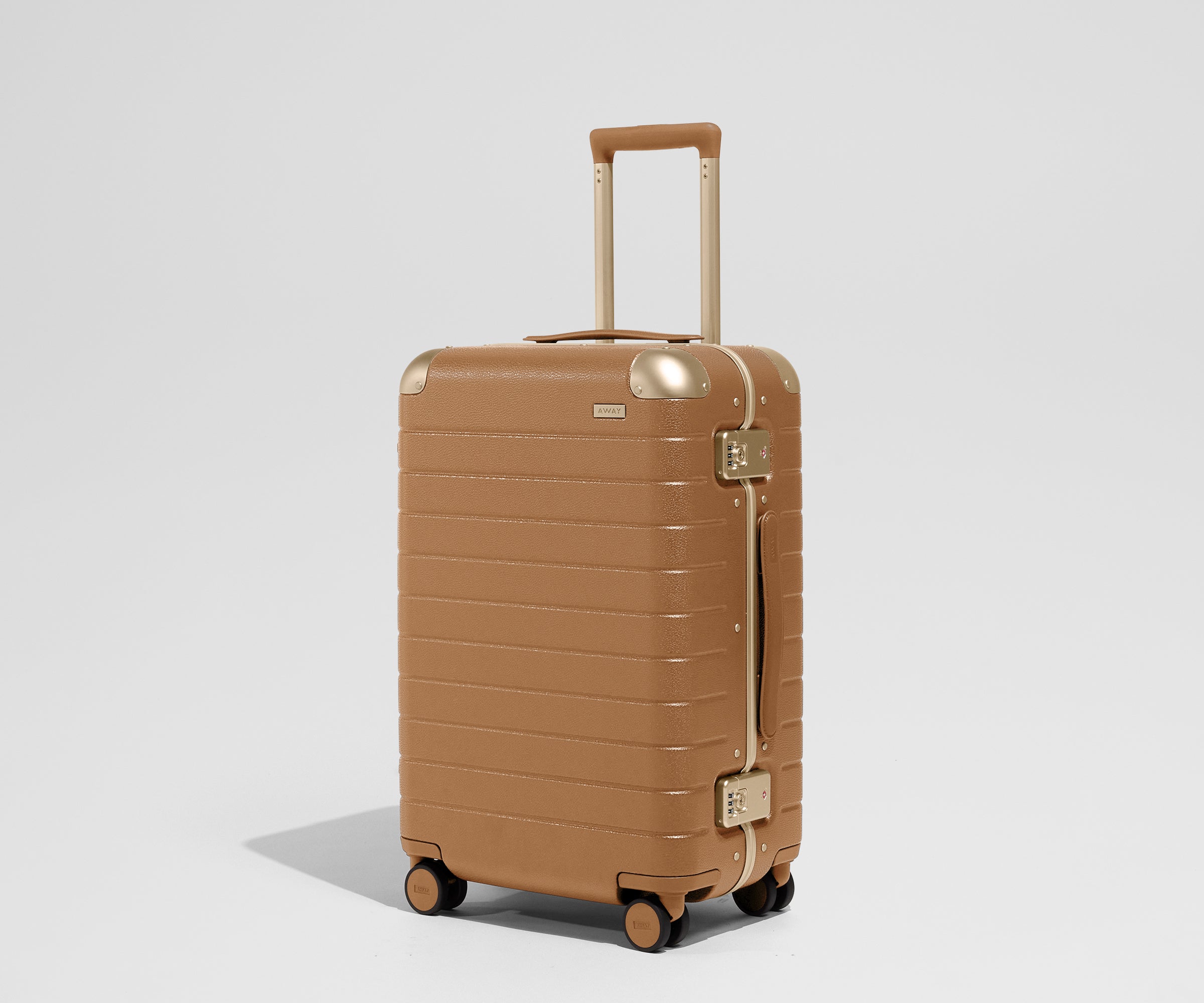 Aluminum Edge Bigger Carry-On in Cognac Brown Away