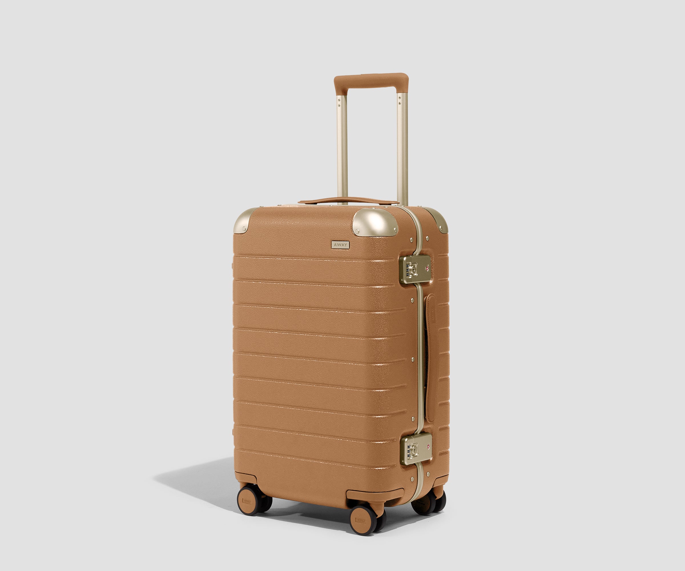 Aluminum Edge Carry-On suitcase in Cognac Brown Away