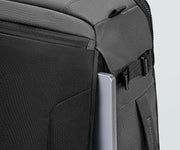 Laptop shown in the exterior laptop pocket