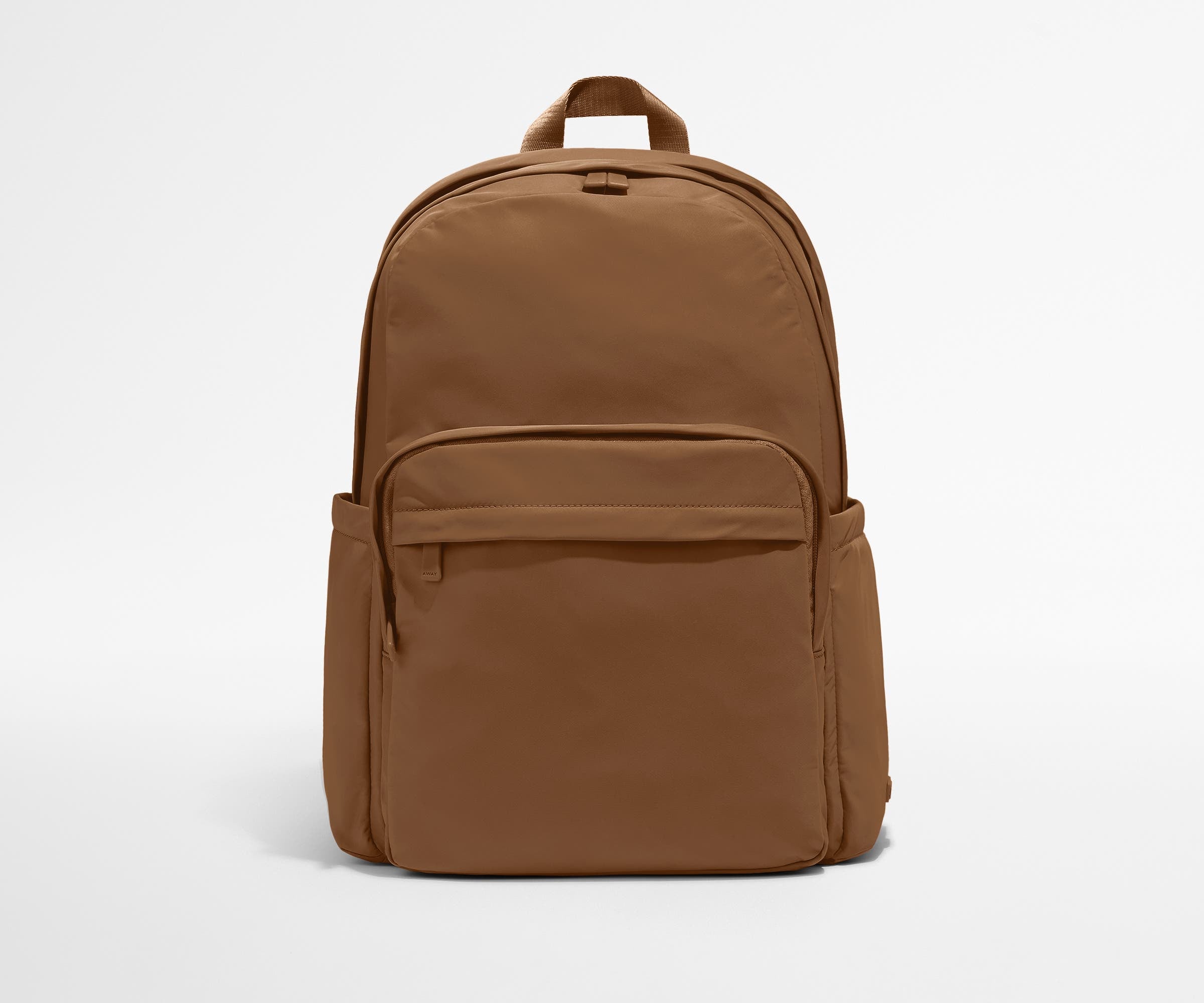brown backpack laptop Away Large Featherlight in Amaro with easy access in the security line Leather Backpack, Men's Brown Leather
