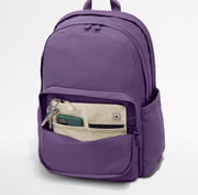 Phone, passport, and keys in their dedicated pockets in the front zip pocket