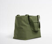 Green tote bag on a white background