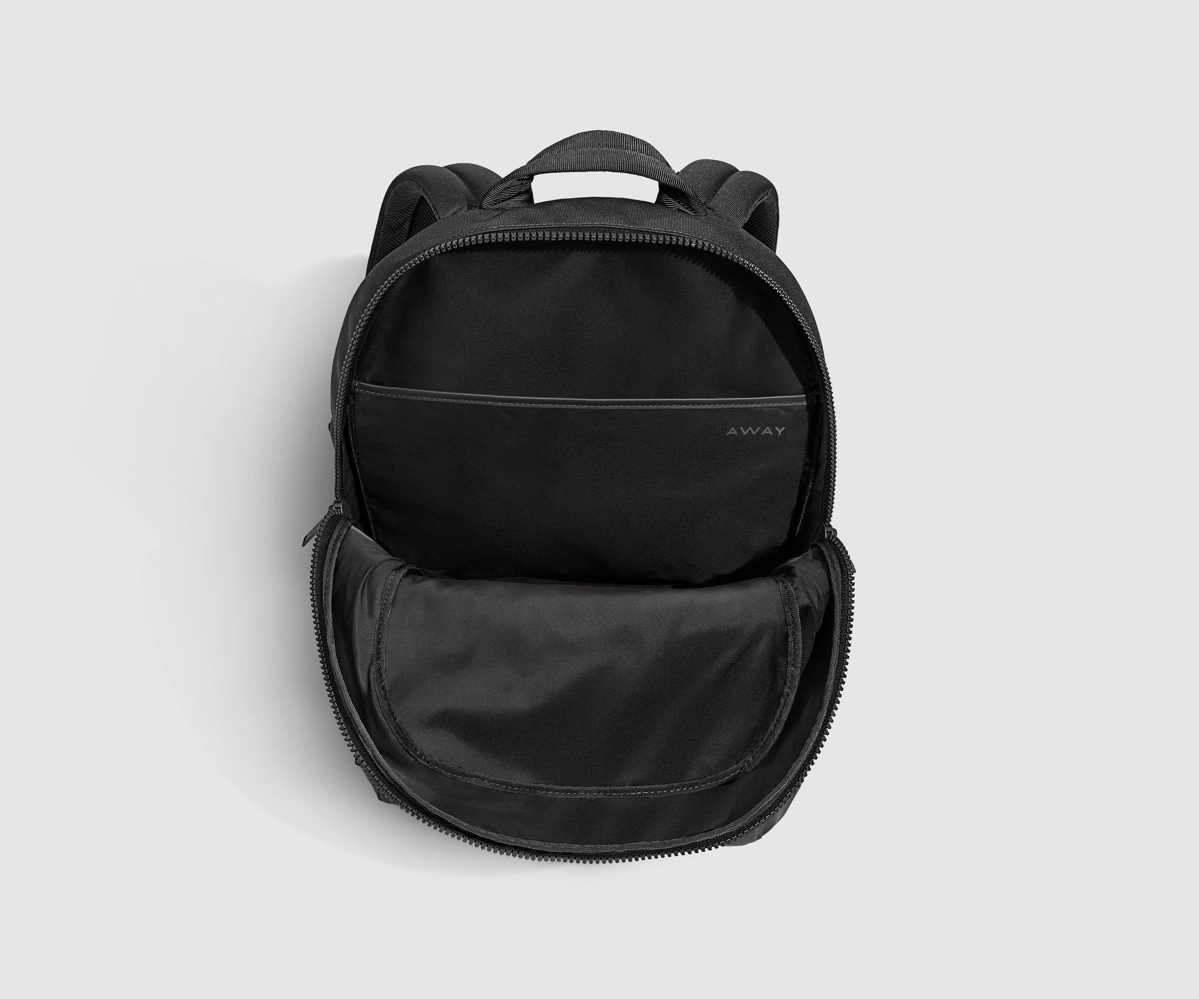 Unzipped, unpacked view of the Active Backpack