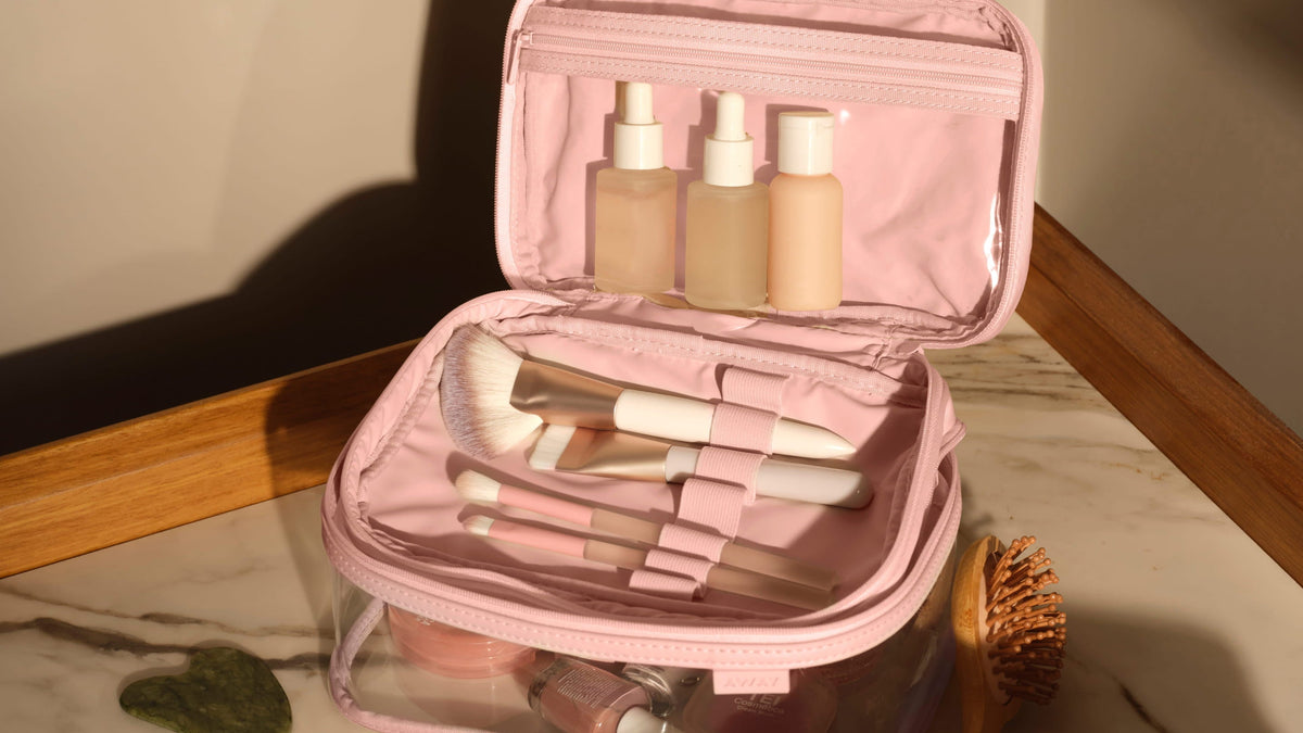 best travel bag for makeup BAGSMART Bag, Make Up with Multiple Compartments Organizer, Durable & Compact Cosmetic Organizer for Women for Travel Accessories (Beige) : Beauty & Personal Care designed to keep your beauty essentials organized and easily accessible Best Travel Makeup Bag