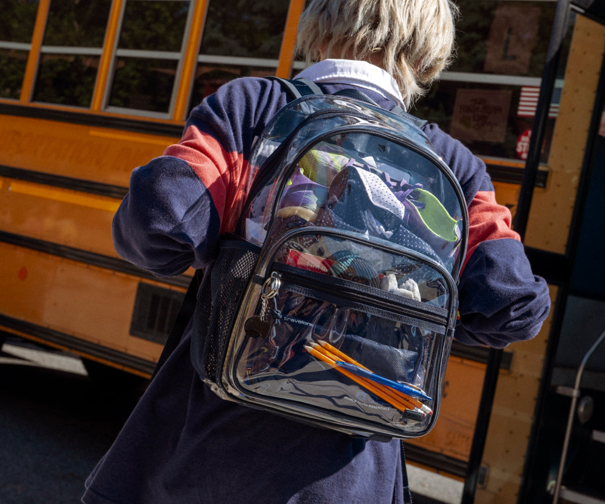 Away Clear Daily Backpack in Clear/Navy Blue