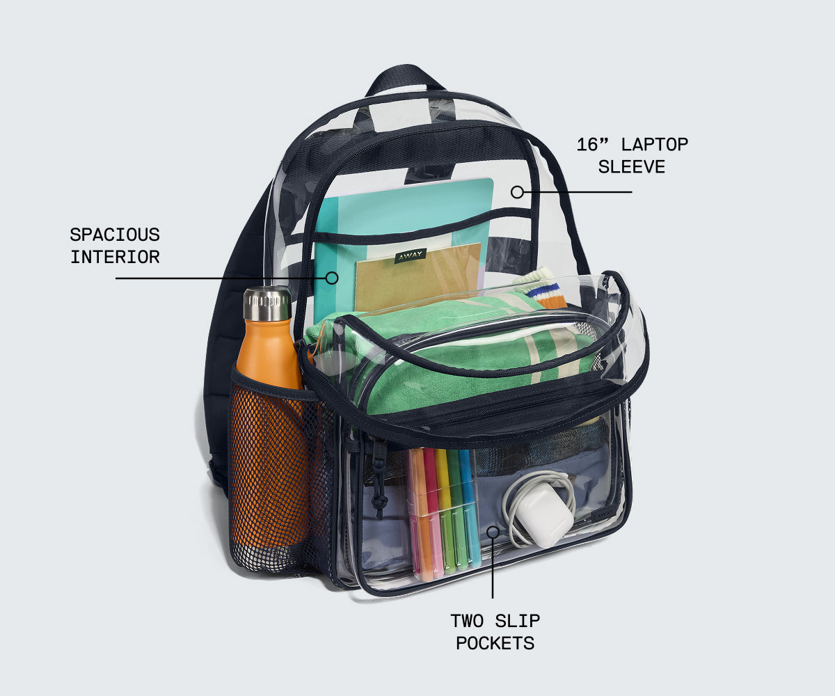 Clear Daily Backpack in Clear/Navy Blue