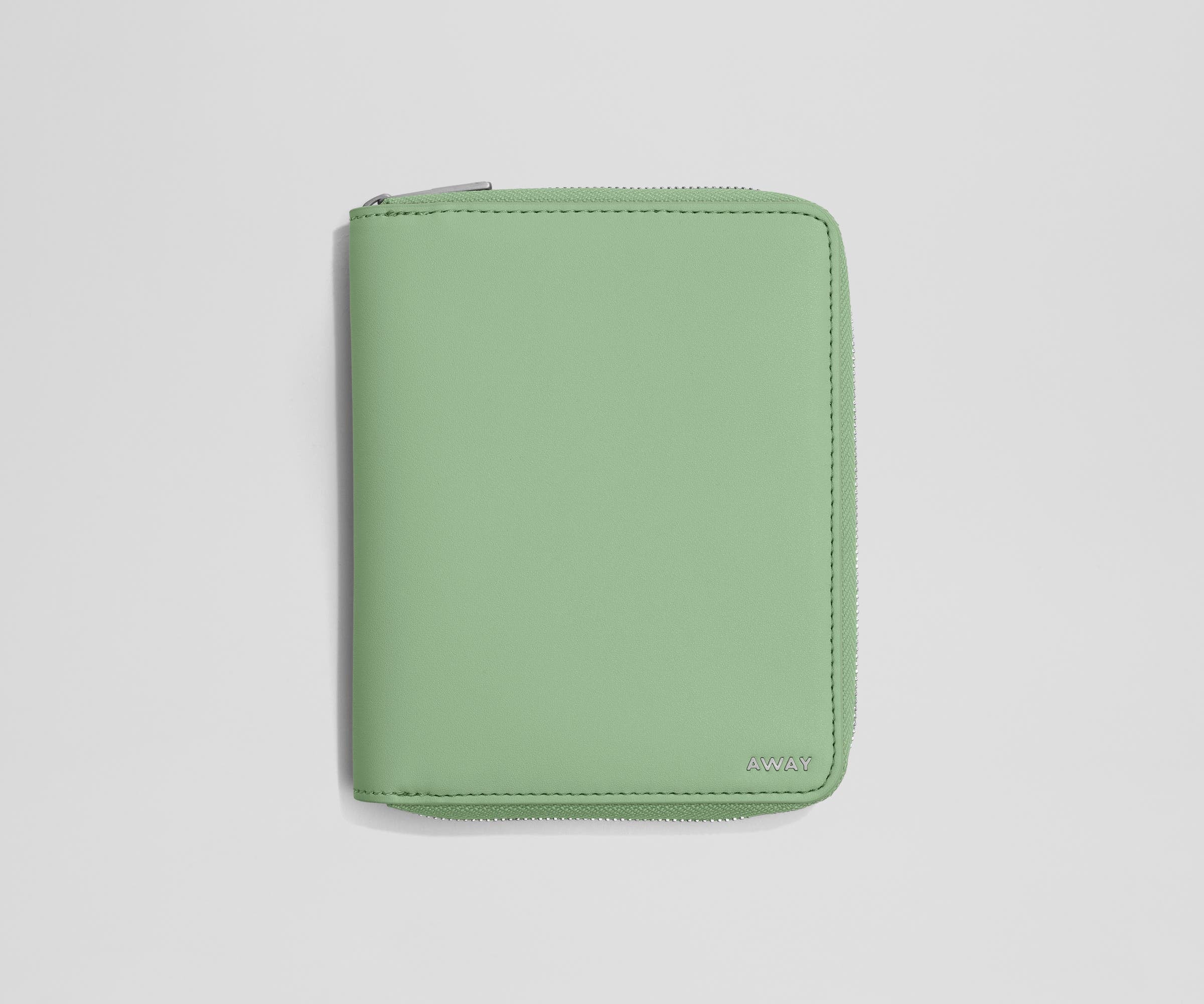 Zipped, front view of the leather Travel Wallet