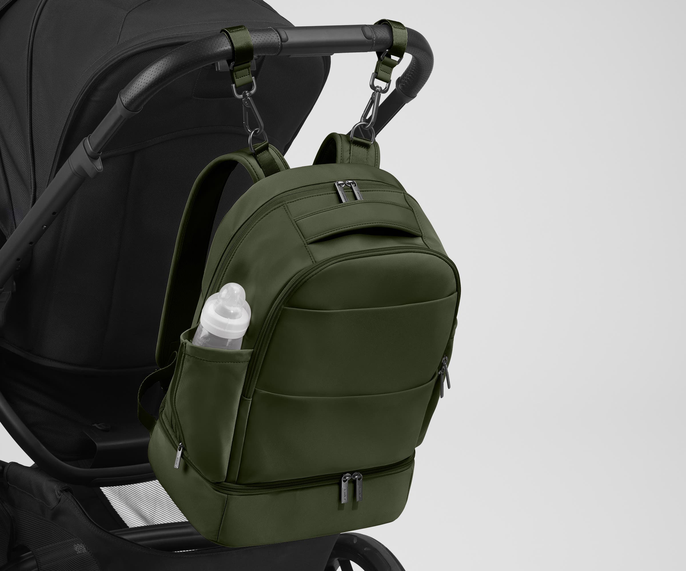 double stroller diaper bag Away Double Diaper Backpack In Olive Green