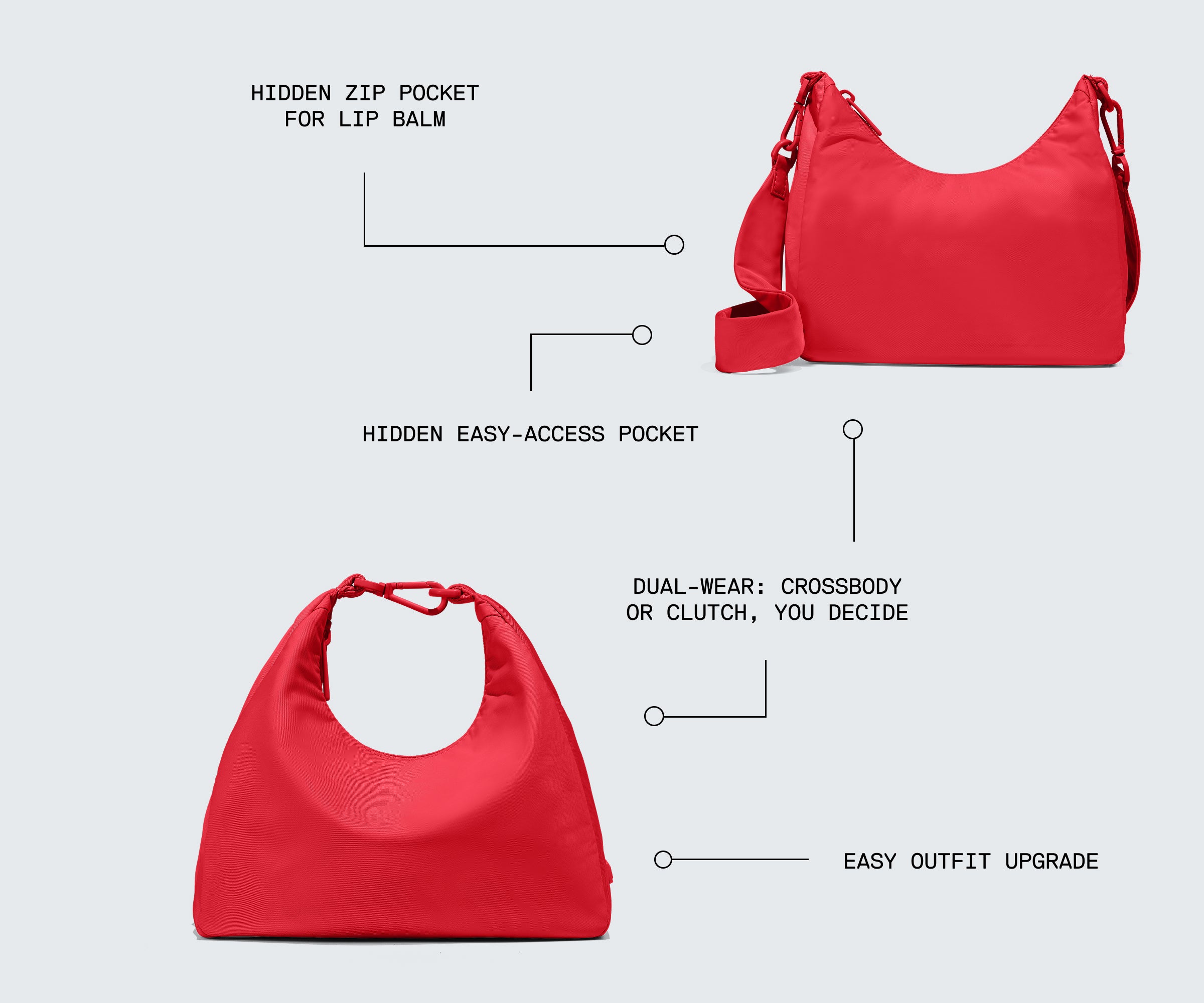 Featherlight Duo Crossbody in Cherry Red