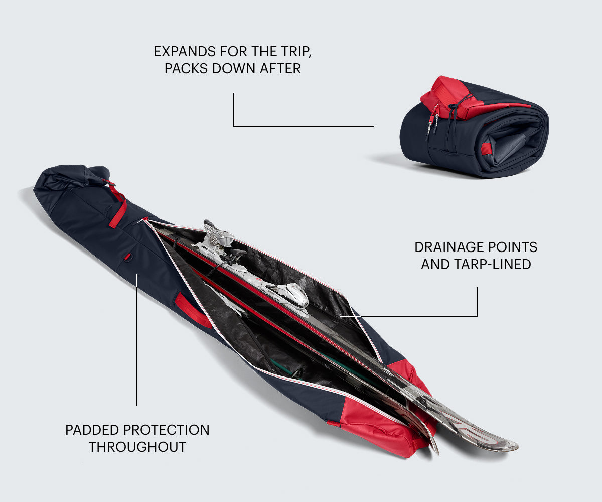 Roll-Top Ski Bag in Navy Blue