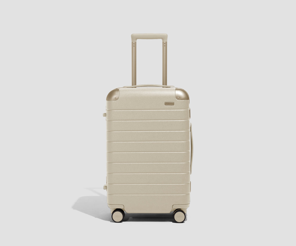 The Aluminum Edge Carry-On in Champagne White