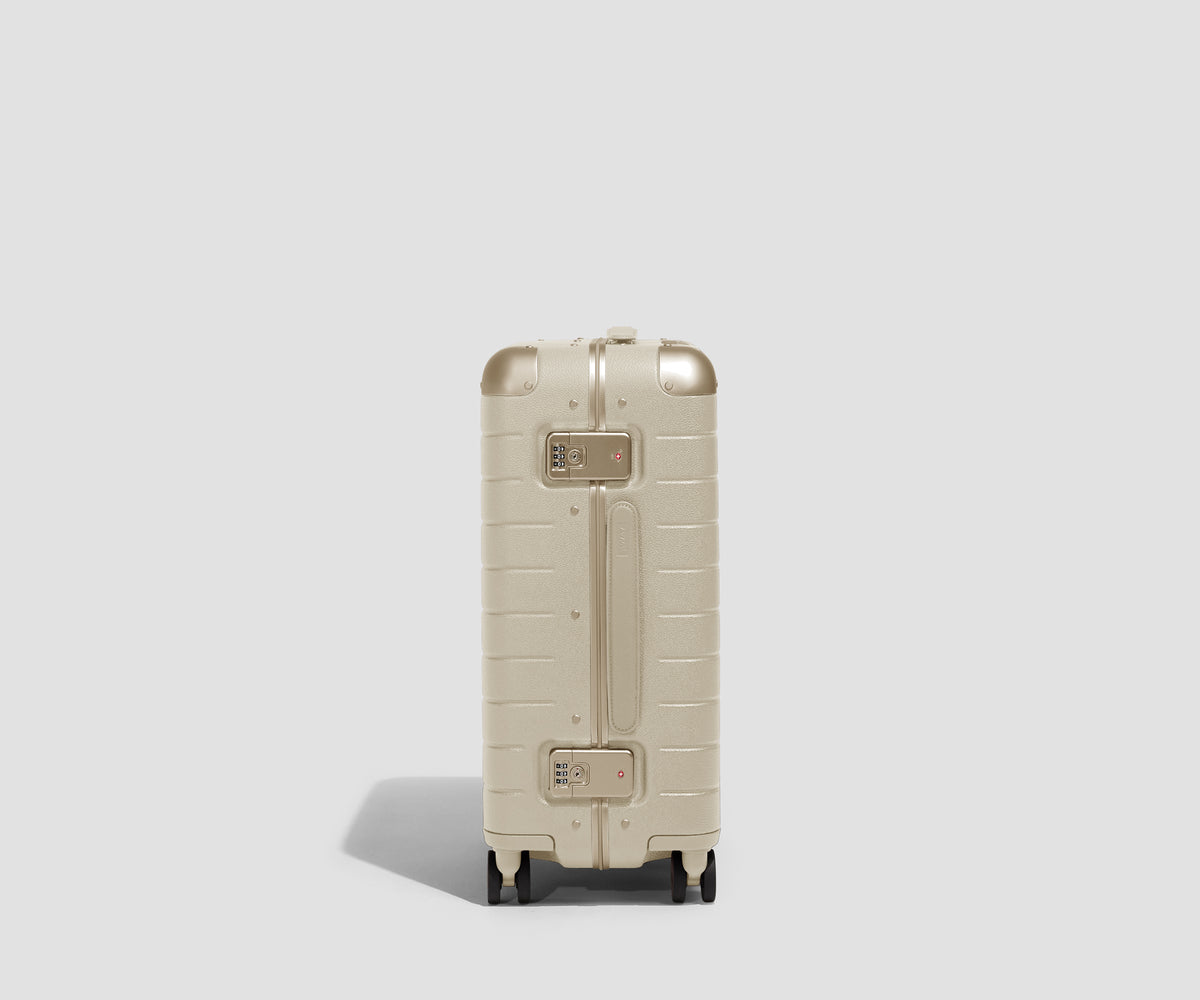 The Aluminum Edge Carry-On in Champagne White