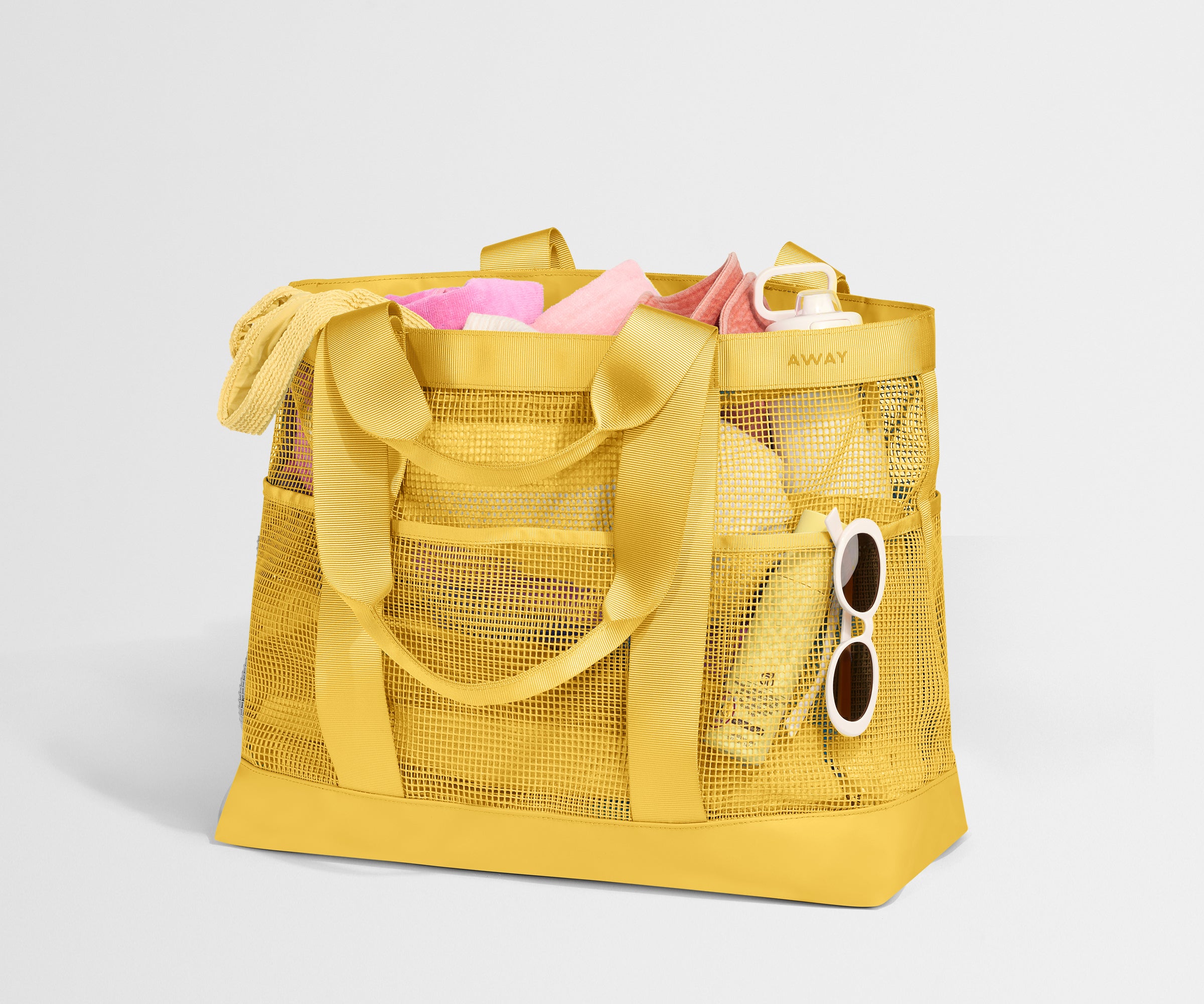 Beach Bag Tote in Golden Hour Yellow Mesh | Away Travel