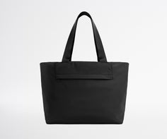 Black tote bag on a white background