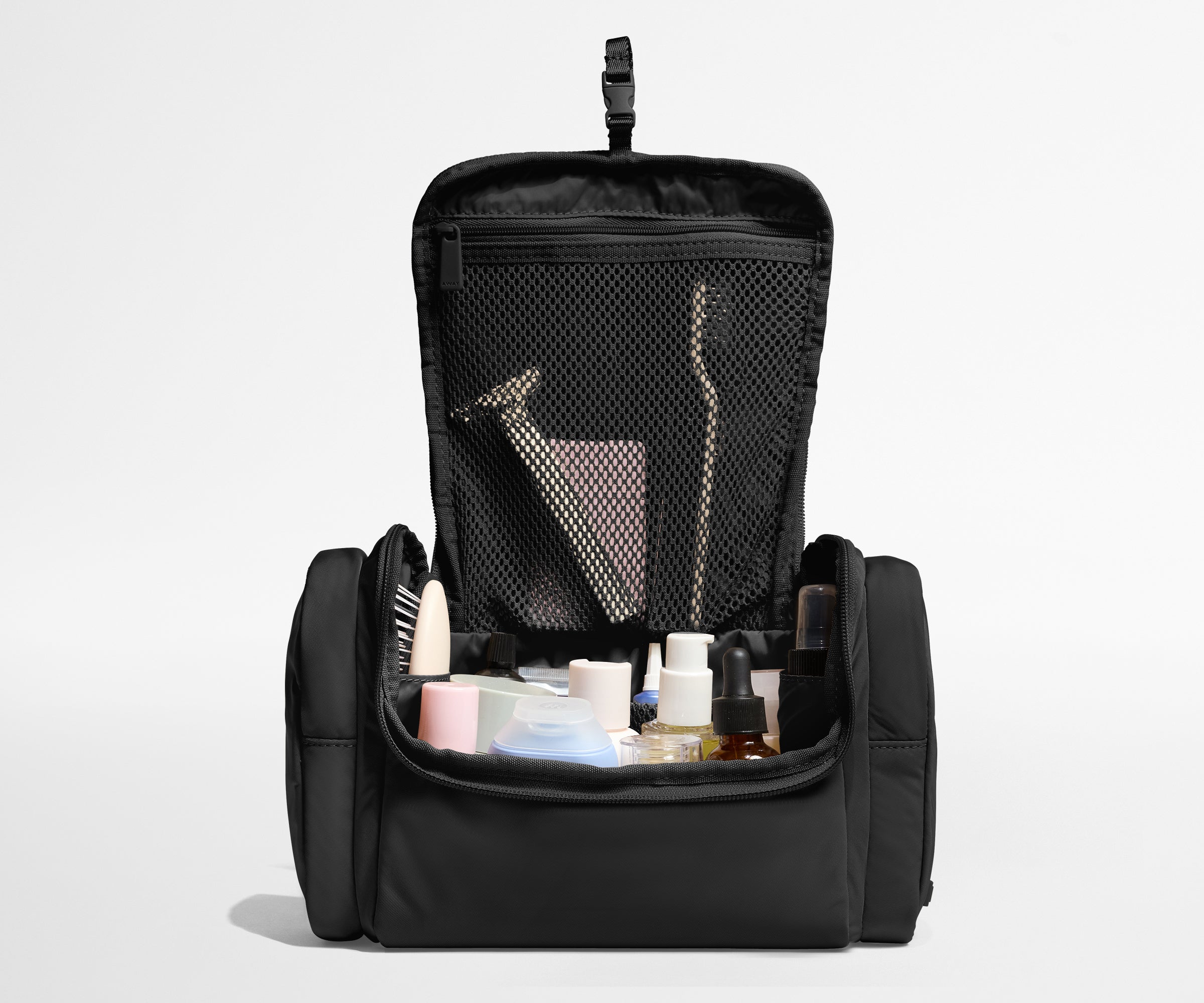 Hanging Featherlight Travel Vanity Toiletry Bag in Jet Black