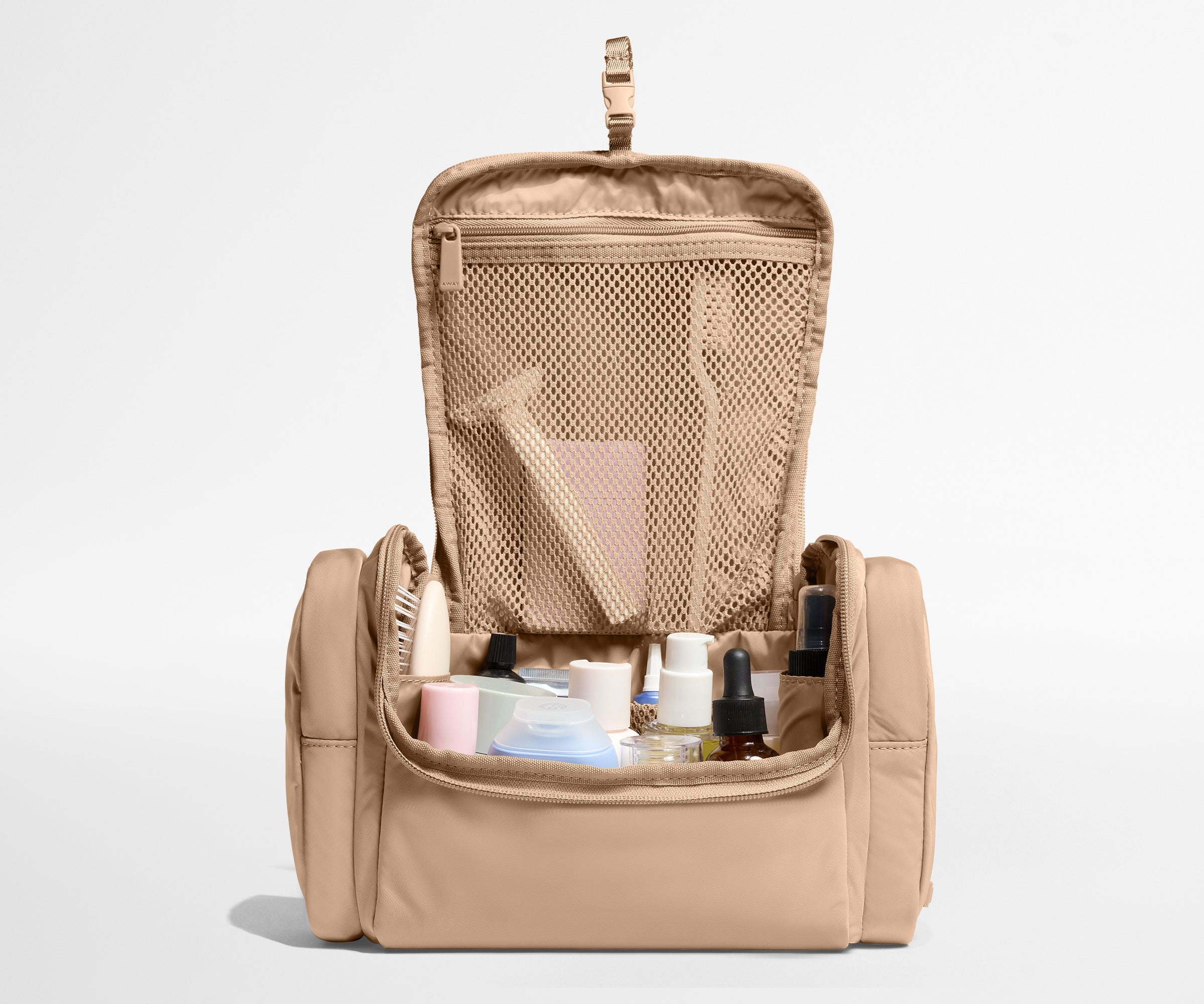 Away Featherlight Hanging Travel Vanity in Camel Brown Away Featherlight Hanging Travel Vanity in Camel Brown