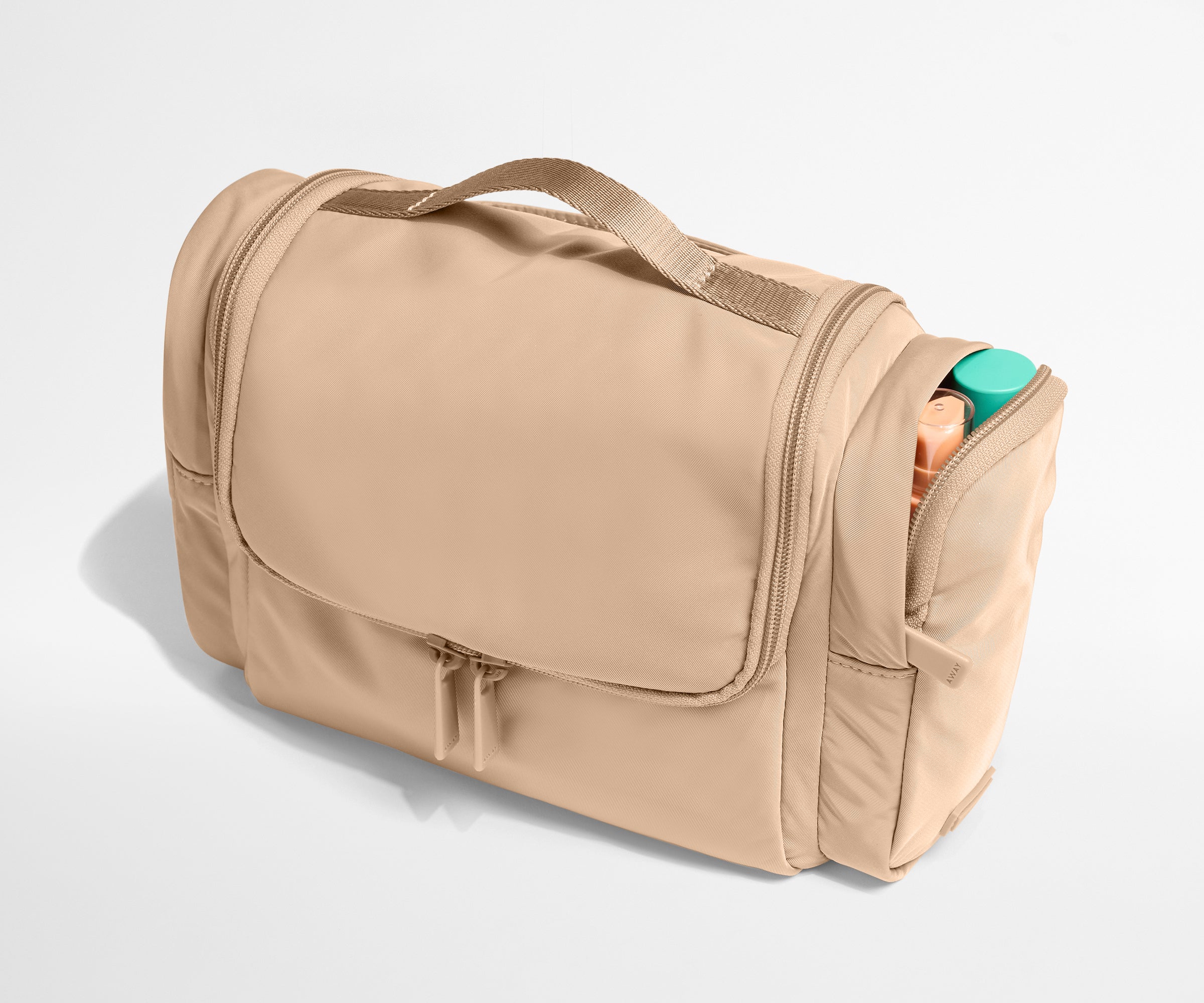 Hanging Featherlight Travel Vanity Toiletry Bag in Camel Brown