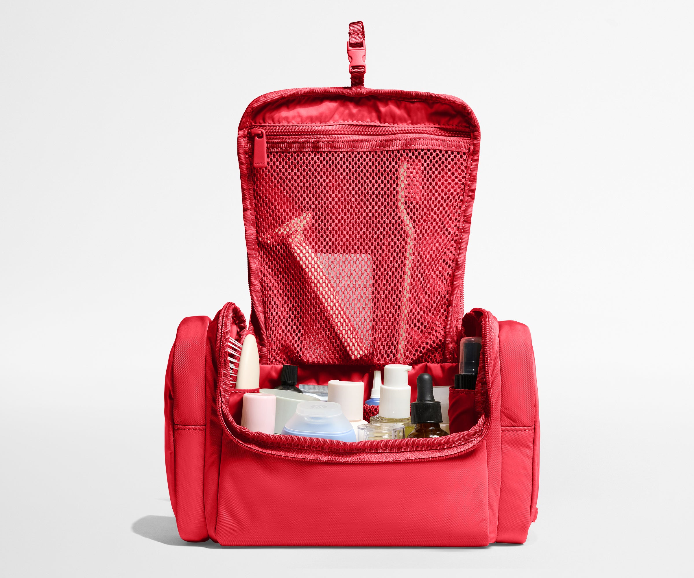 Hanging Featherlight Travel Vanity Toiletry Bag in Cherry Red