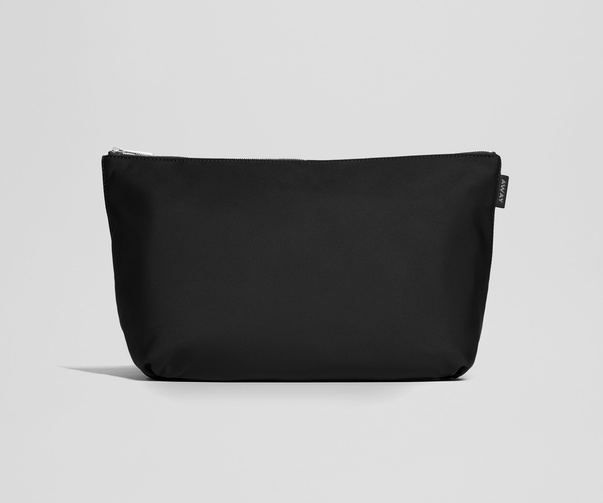 Black pouch on a light gray background