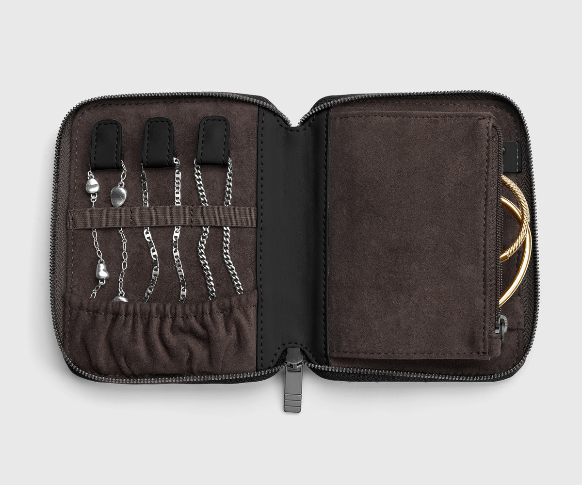 Slim Jewelry Organizer in Jet Black/Smokey Taupe