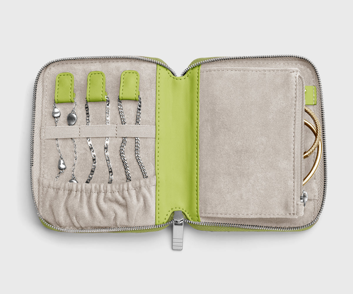 Slim Jewelry Organizer in Chartreuse Spark/Smokey Taupe
