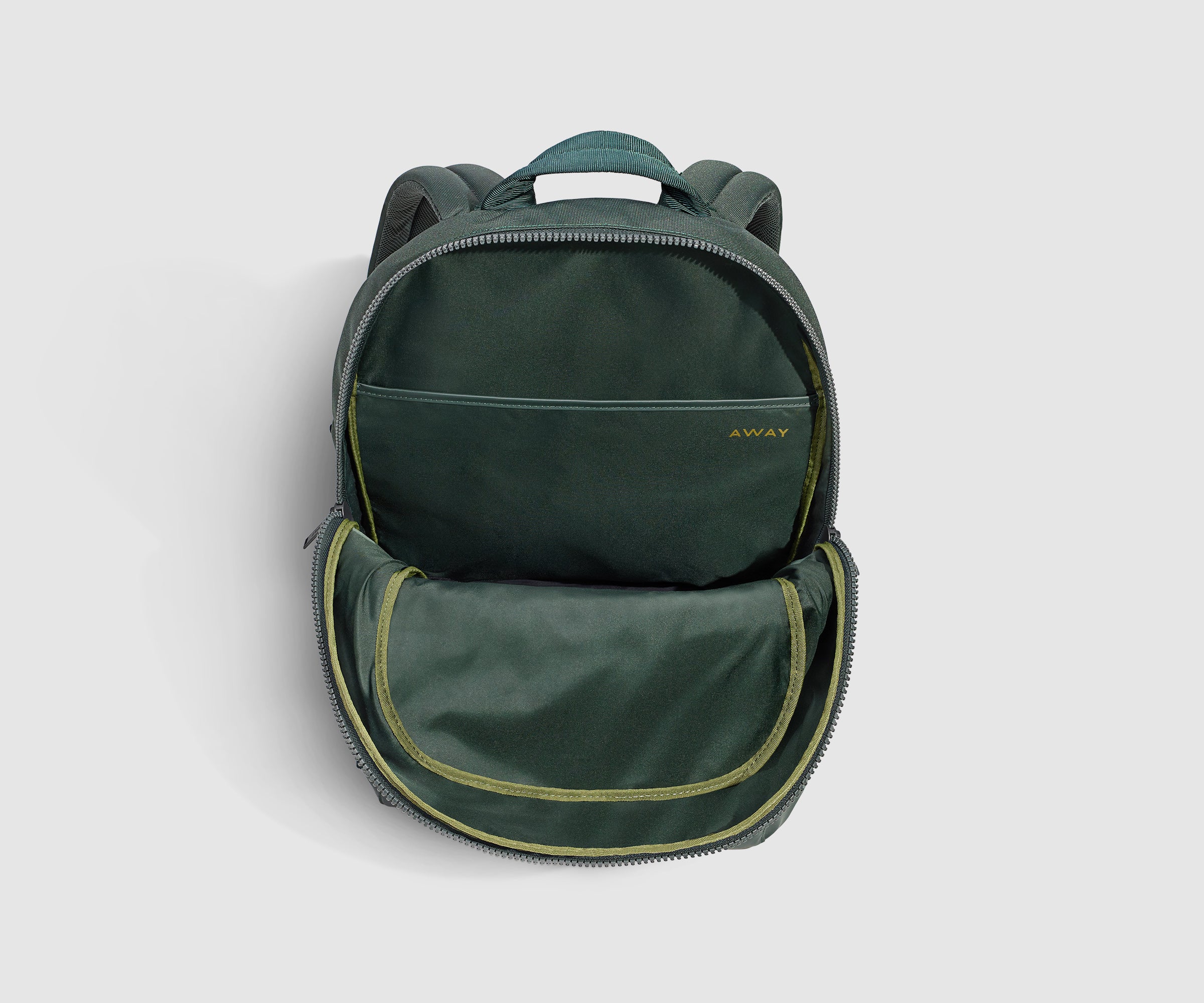 Unzipped, unpacked view of the Active Backpack