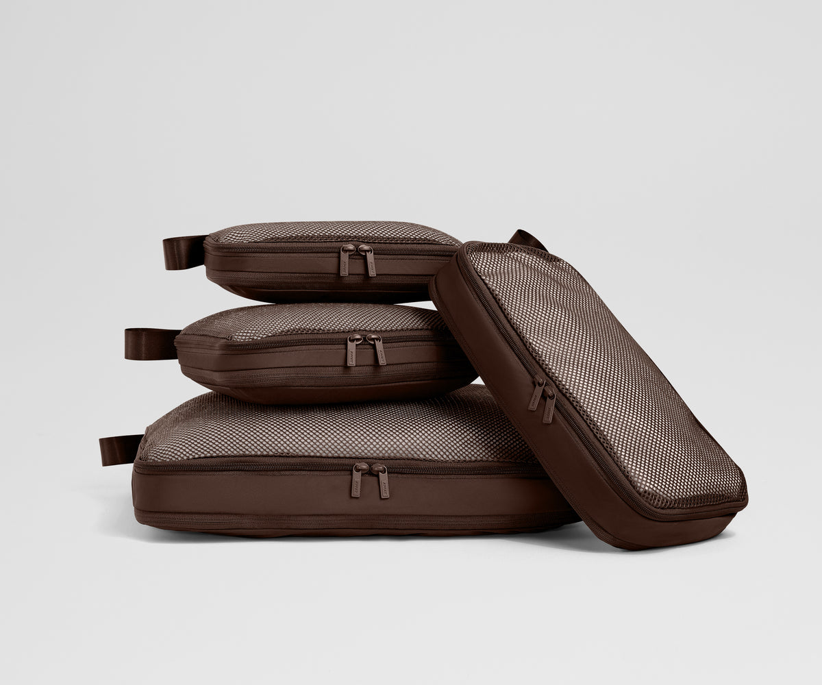 Compression Packing Cubes in Chocolate Brown