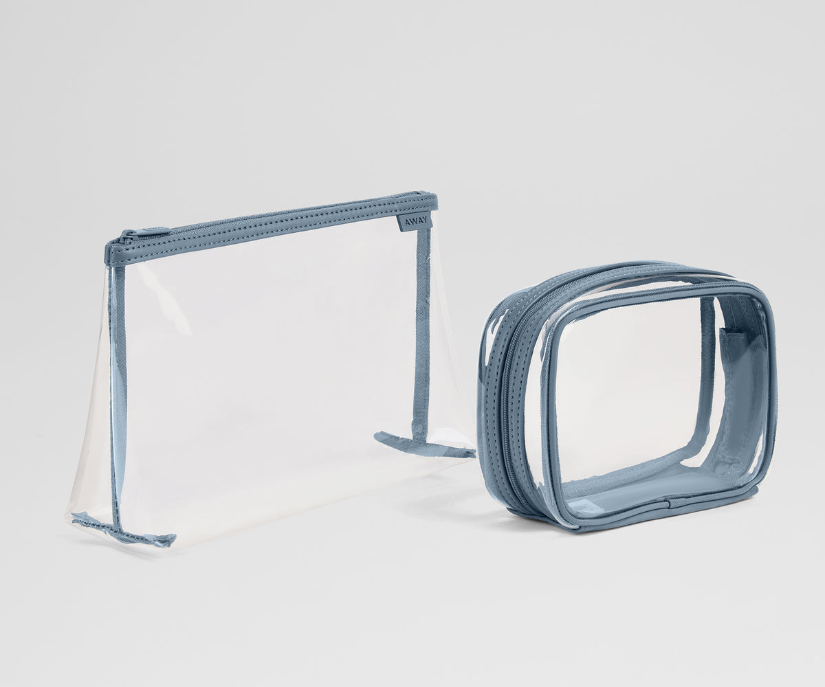 clear toiletry bag for air travel uk Clear Pouch Set in Jet Black