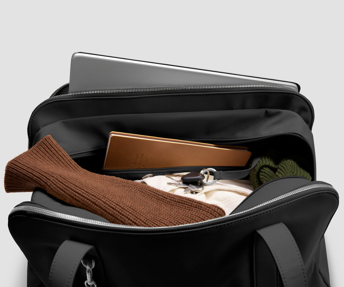 Signature Triple Zip Duffle in Jet Black