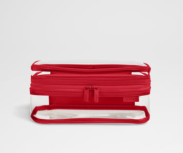 Clear Toiletry Bag in Cherry Red