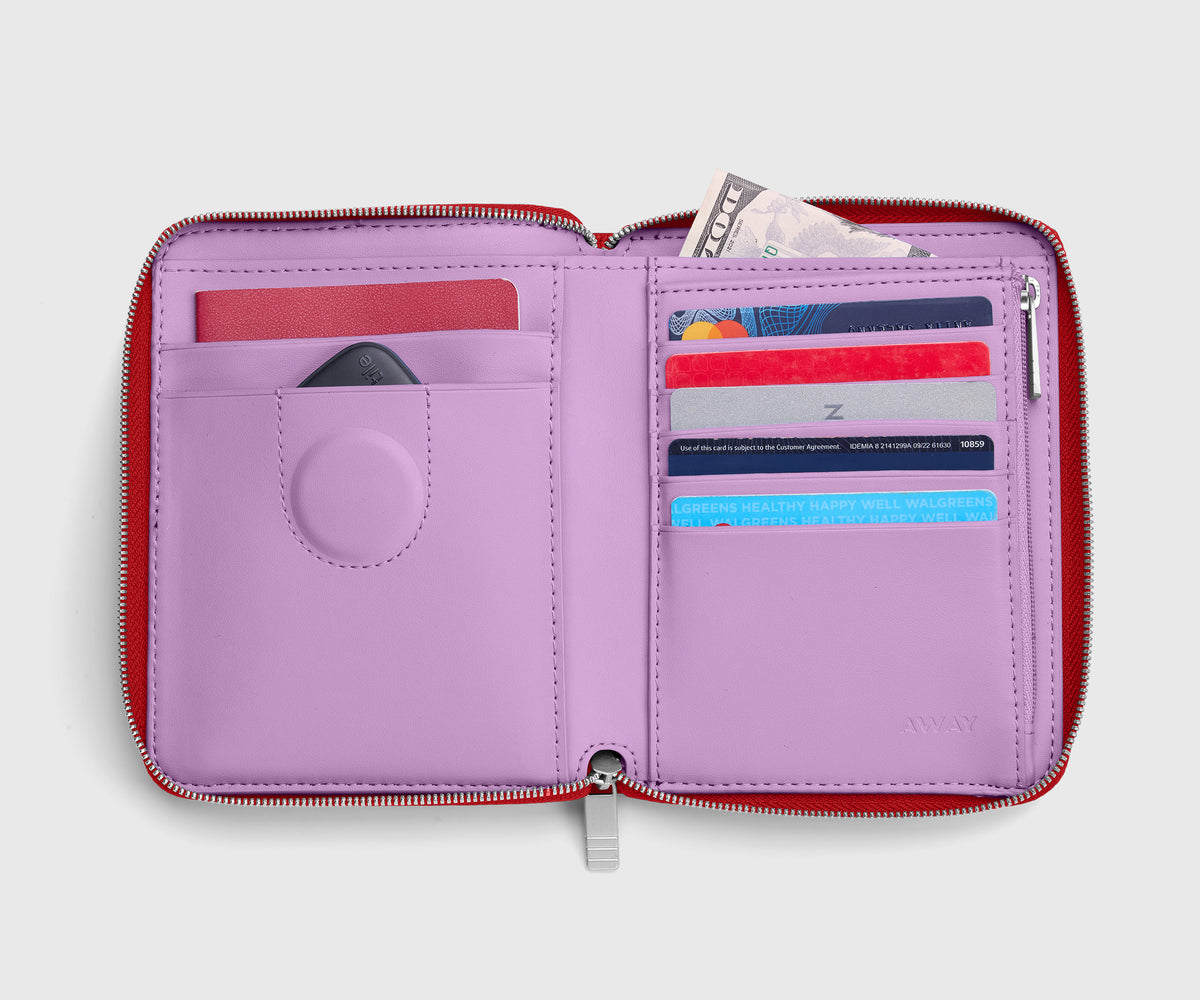Travel Wallet in Cherry Red/Electric Iris
