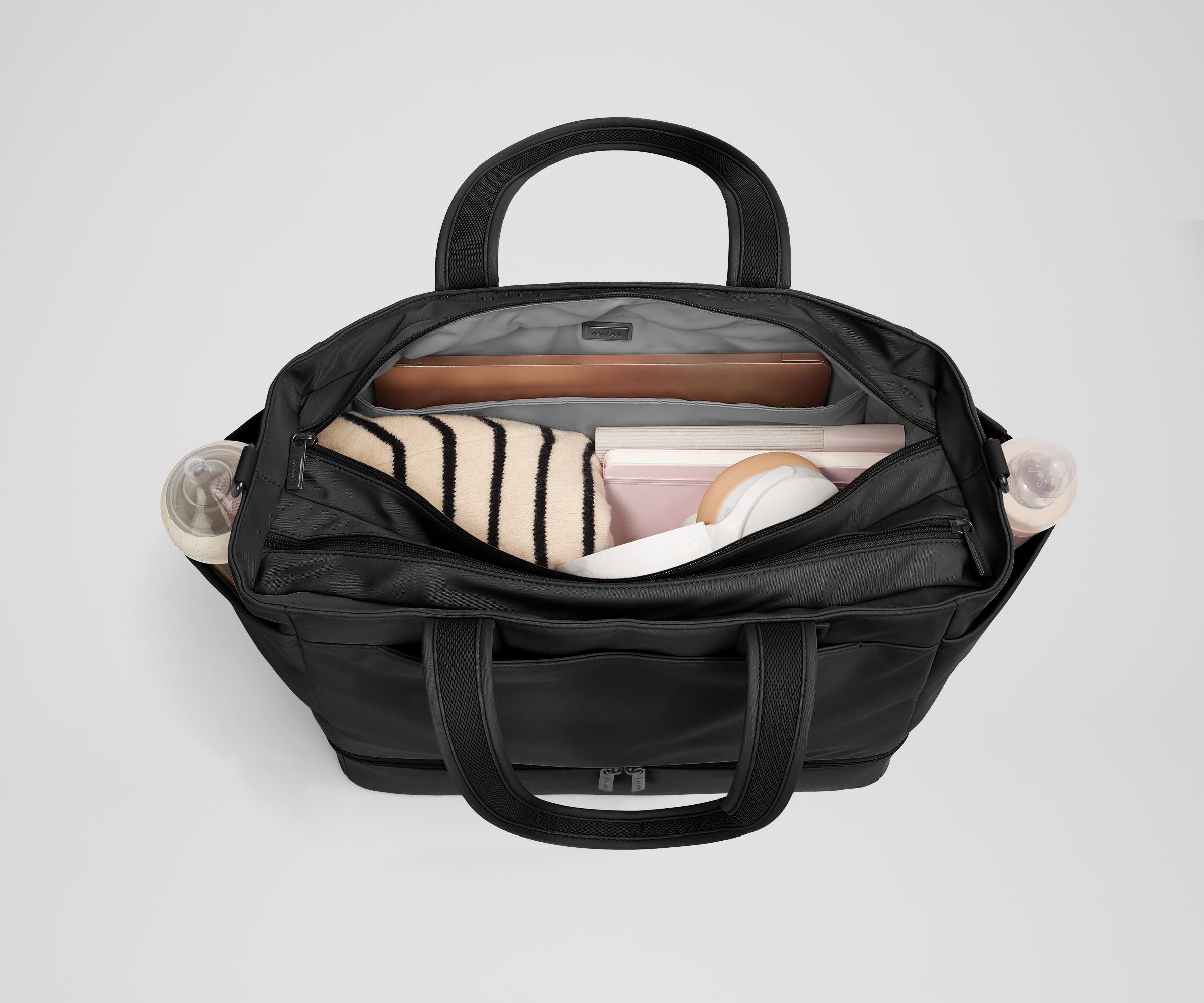Away Double Diaper Tote in Jet Black Away Double Diaper Tote in Jet Black
