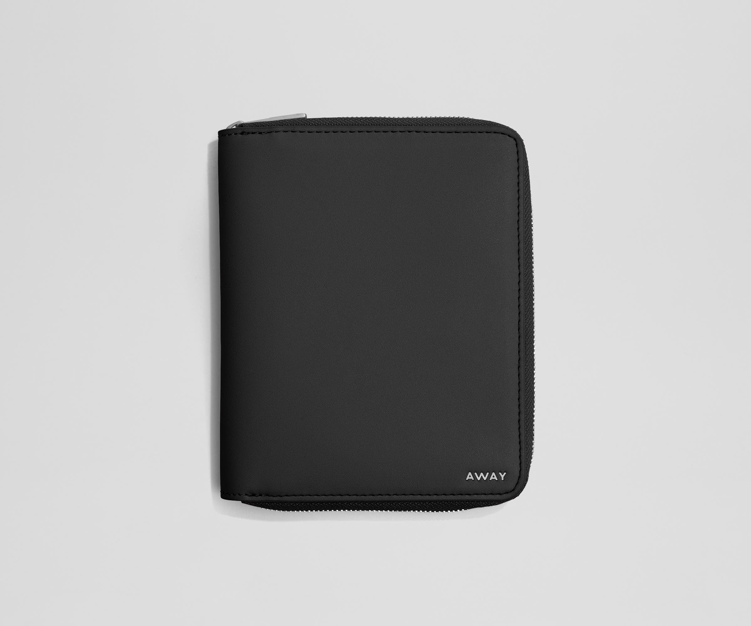 Zipped, front view of the leather Travel Wallet