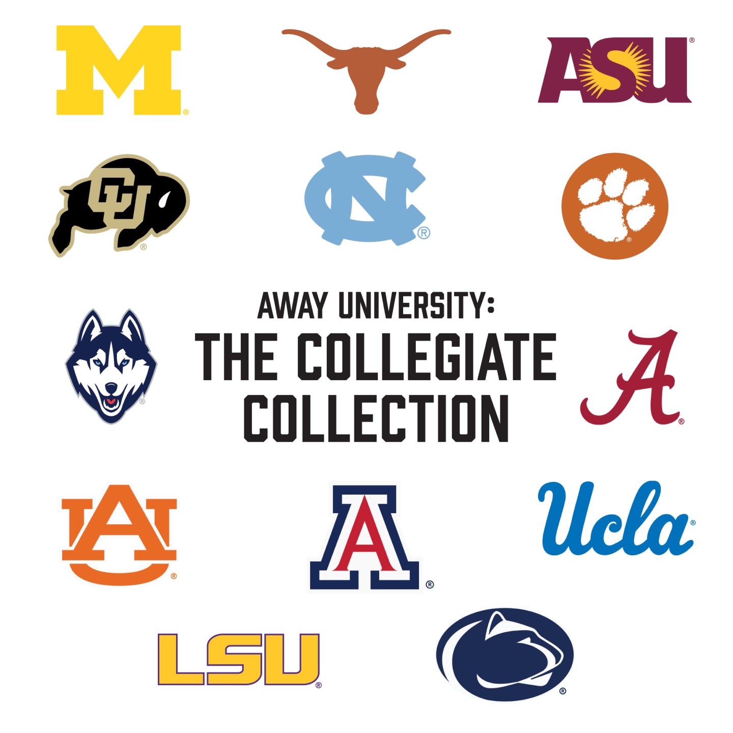 A collage of college logos with the text 